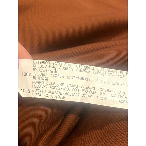 ZARA Sleeveless Jumpsuit Turned Up Hem Side Zipup Square Neck Buttons XS Brown - Picture 11 of 14